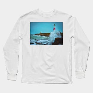 Portland Bill Lighthouse Pastel Long Sleeve T-Shirt